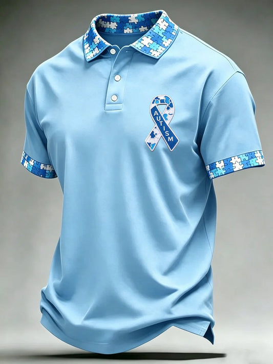 Autism Awareness Merch Piece By Piece Puzzle Polo Shirt