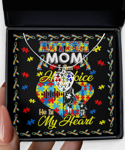 I Am His Voice He Is My Heart Autism Awareness Necklace