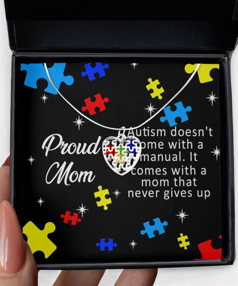 Proud Mom Autism Awareness Necklace