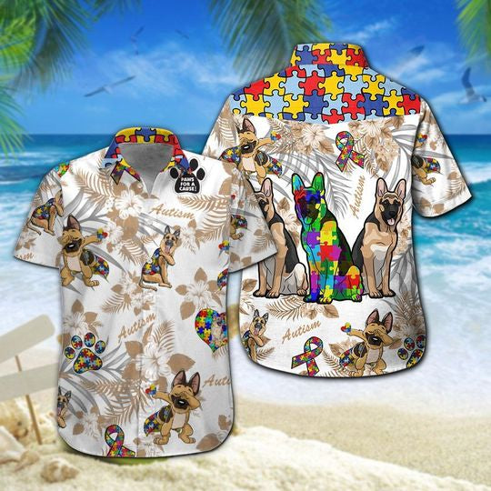 German Shepherd Autism Aloha Hawaiian Shirt