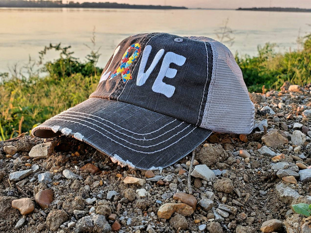 Autism Love Ribbon Embroidered Cap