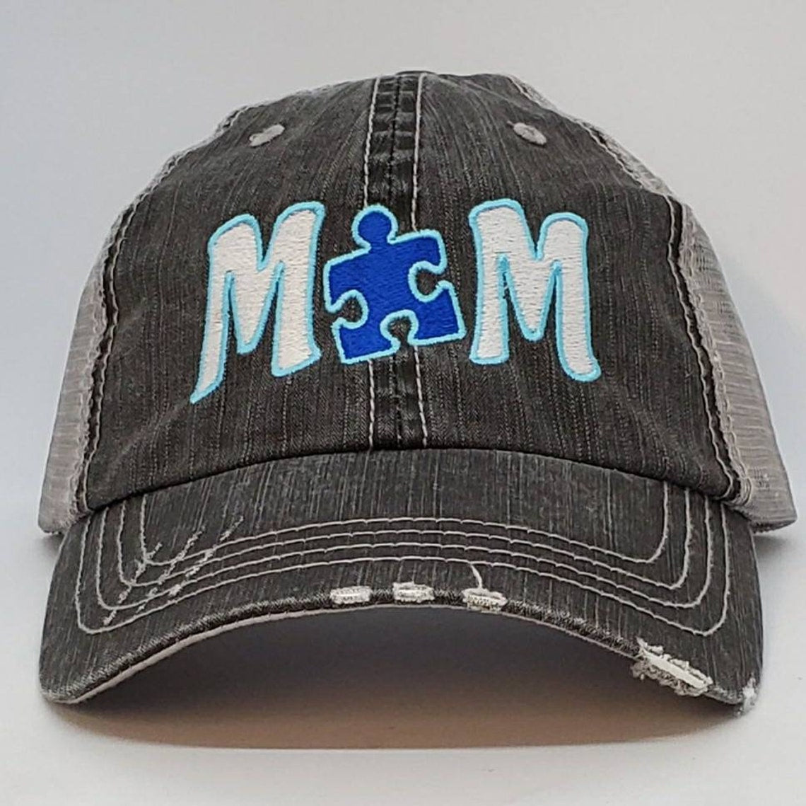 Autism Mom With Puzzle Piece Embroidered Cap