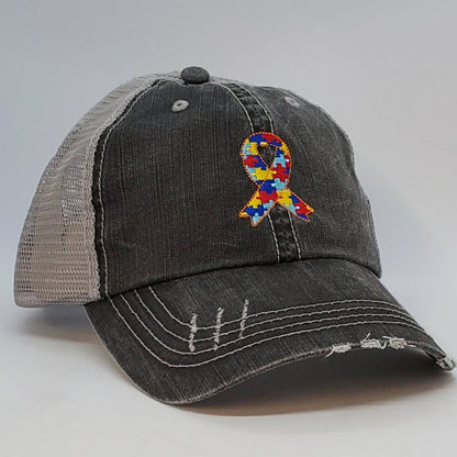 Autism Ribbon Embroidered Cap