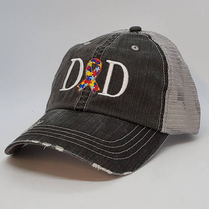 Autism Dad Ribbon Embroidered Cap