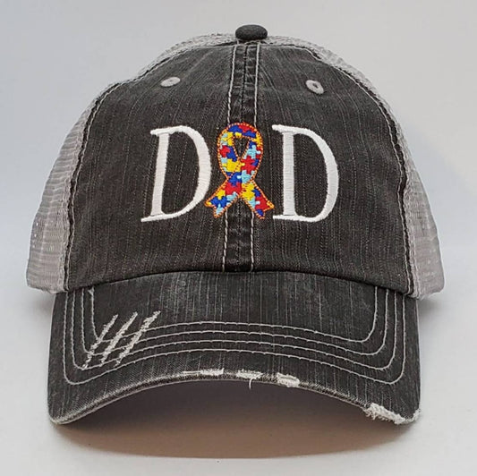 Autism Dad Ribbon Embroidered Cap