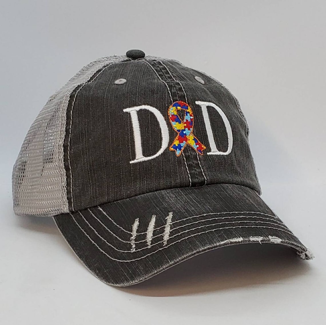 Autism Dad Ribbon Embroidered Cap