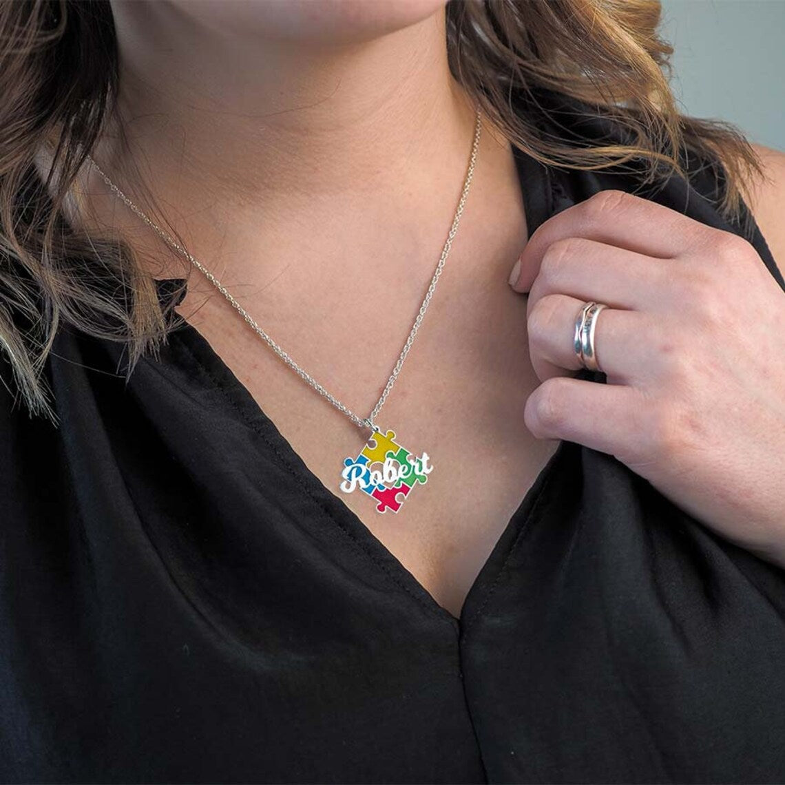 Personalized Autism Puzzle Necklace