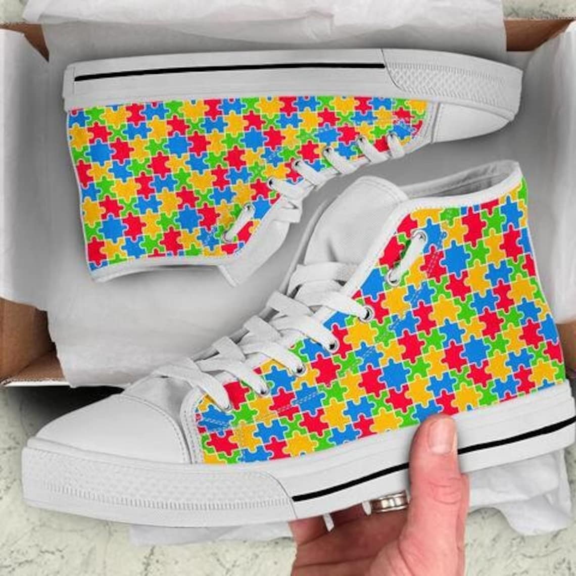 Autism Custom Name High Top Shoes Sneakers