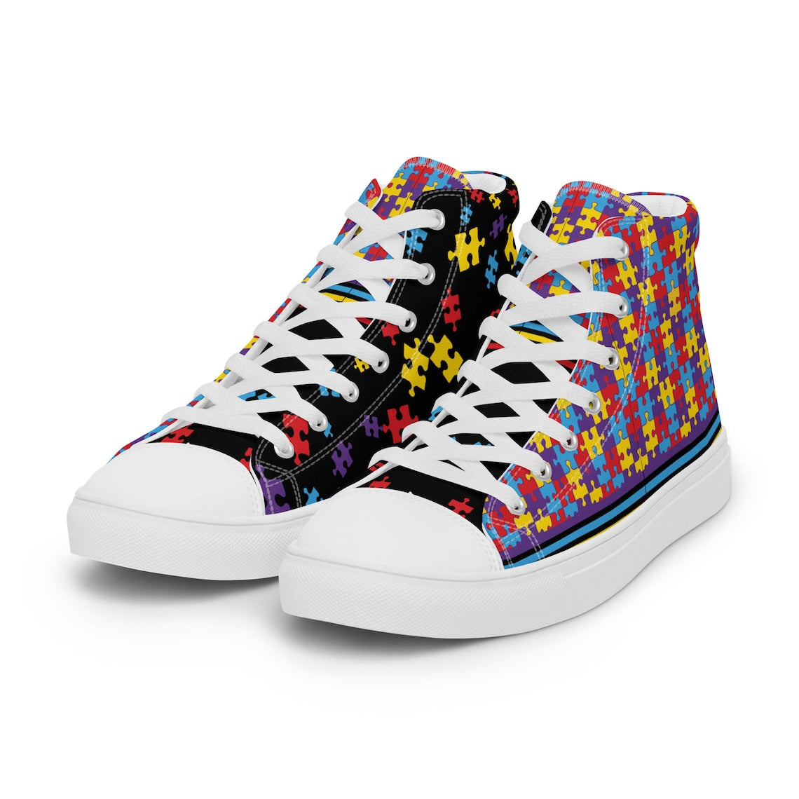 Autism Awareness Puzzle Color High Top Shoes