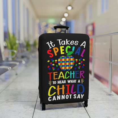 Autism Teacher Print Travel Luggage Cover Washable Elastic Suitcase Protector