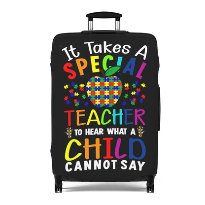 Autism Teacher Print Travel Luggage Cover Washable Elastic Suitcase Protector