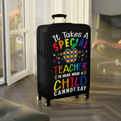 Autism Teacher Print Travel Luggage Cover Washable Elastic Suitcase Protector