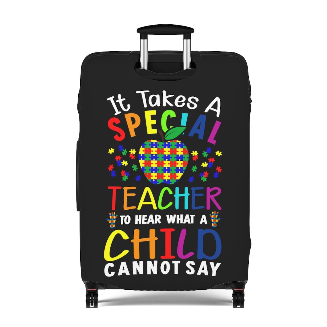 Autism Teacher Print Travel Luggage Cover Washable Elastic Suitcase Protector