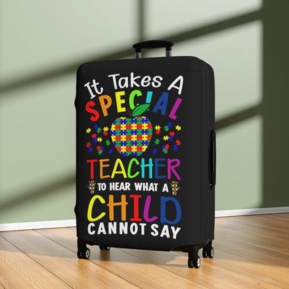 Autism Teacher Print Travel Luggage Cover Washable Elastic Suitcase Protector