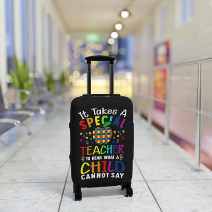 Autism Teacher Print Travel Luggage Cover Washable Elastic Suitcase Protector