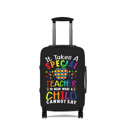 Autism Teacher Print Travel Luggage Cover Washable Elastic Suitcase Protector