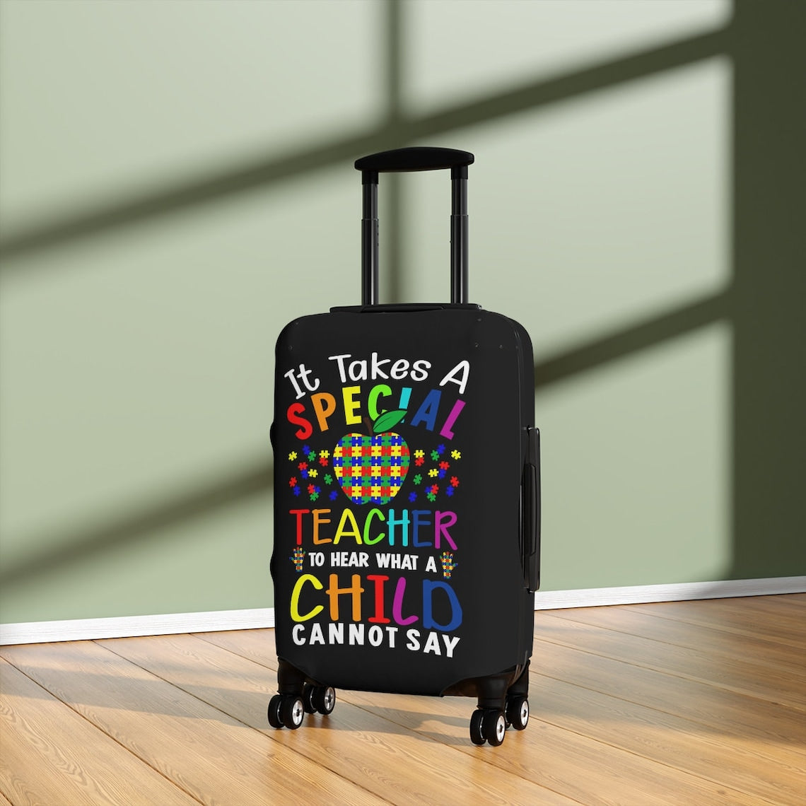 Autism Teacher Print Travel Luggage Cover Washable Elastic Suitcase Protector