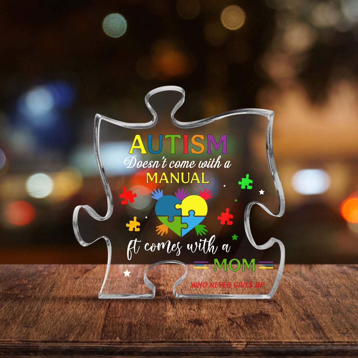 Autism Acrylic Puzzle, Autism Doesn't Come With A Manual It Comes With Mom, Mother's Day Gifts, Autism Awareness Day