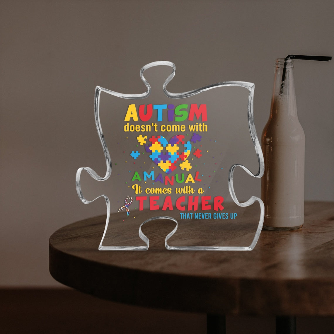 Autism Teacher Acrylic Puzzle, Autism Teacher Gift, Autism Doesn't Come With A Manual, Autism Awareness Day, Teacher Appreciation