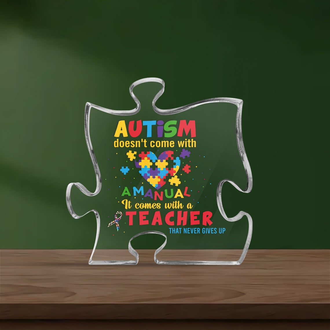 Autism Teacher Acrylic Puzzle, Autism Teacher Gift, Autism Doesn't Come With A Manual, Autism Awareness Day, Teacher Appreciation