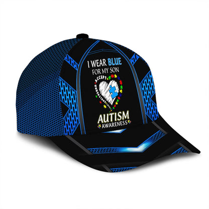 Personalized I Wear Blue For My Son, Grandson, Daughter Autism Awareness Cap