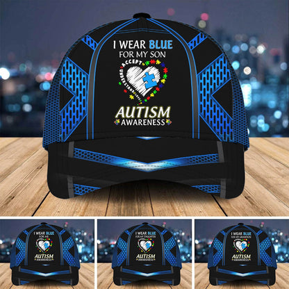 Personalized I Wear Blue For My Son, Grandson, Daughter Autism Awareness Cap