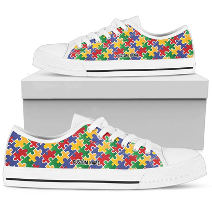 Autism Custom Name Low Top Shoes Sneaker