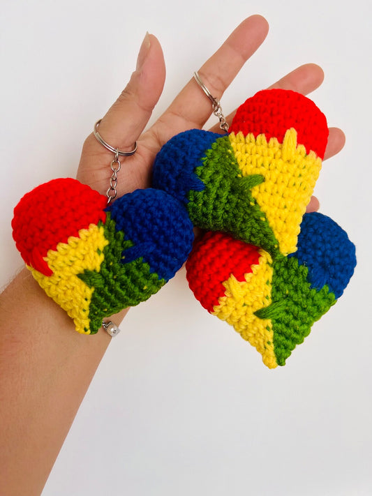 Autism Awareness Crochet Wool Yarn Keychain