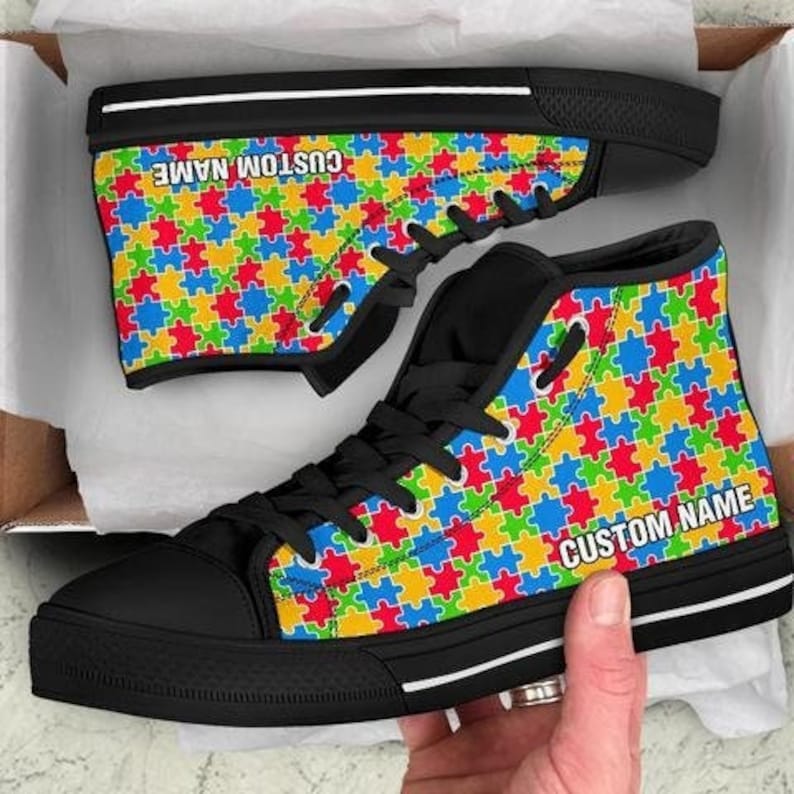 Autism Custom Name High Top Shoes Sneakers