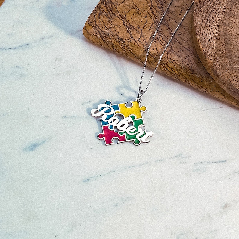 Personalized Autism Puzzle Necklace