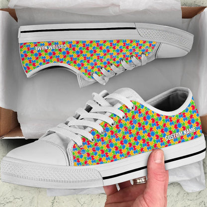 Autism Custom Name Low Top Shoes Sneakers