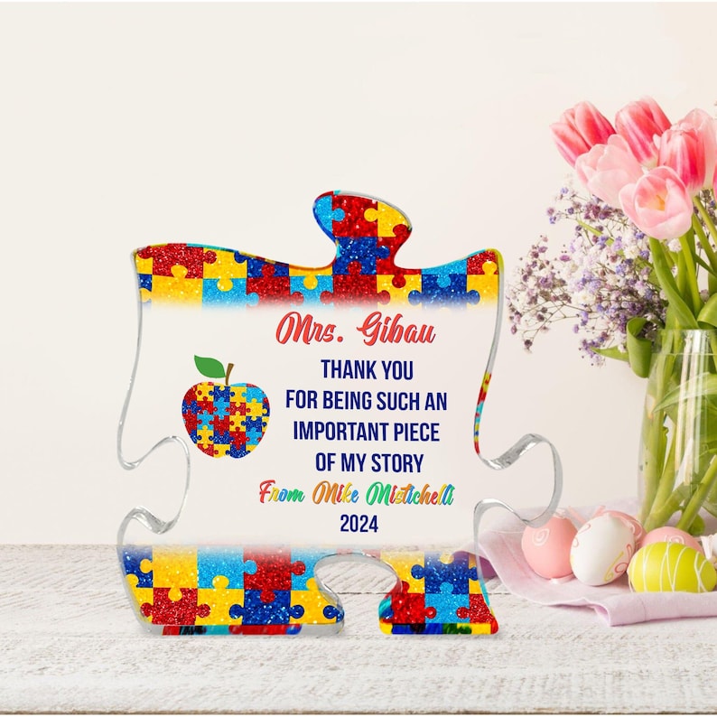 Personalized Thank You For Being Part Of My Story Autism Teacher Acrylic Blocks, Autism Teacher Appreciation Gift