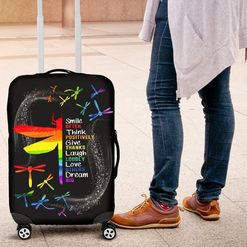 Inspirational Autism Dragonfly Print Travel Luggage Cover Washable Elastic Suitcase Protector