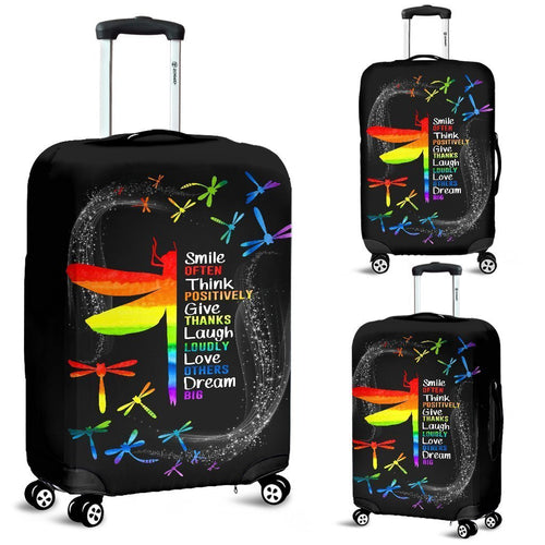 Inspirational Autism Dragonfly Print Travel Luggage Cover Washable Elastic Suitcase Protector