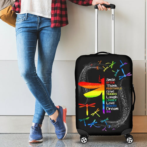 Inspirational Autism Dragonfly Print Travel Luggage Cover Washable Elastic Suitcase Protector