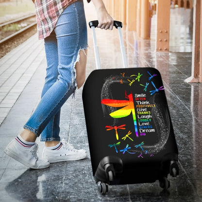 Inspirational Autism Dragonfly Print Travel Luggage Cover Washable Elastic Suitcase Protector