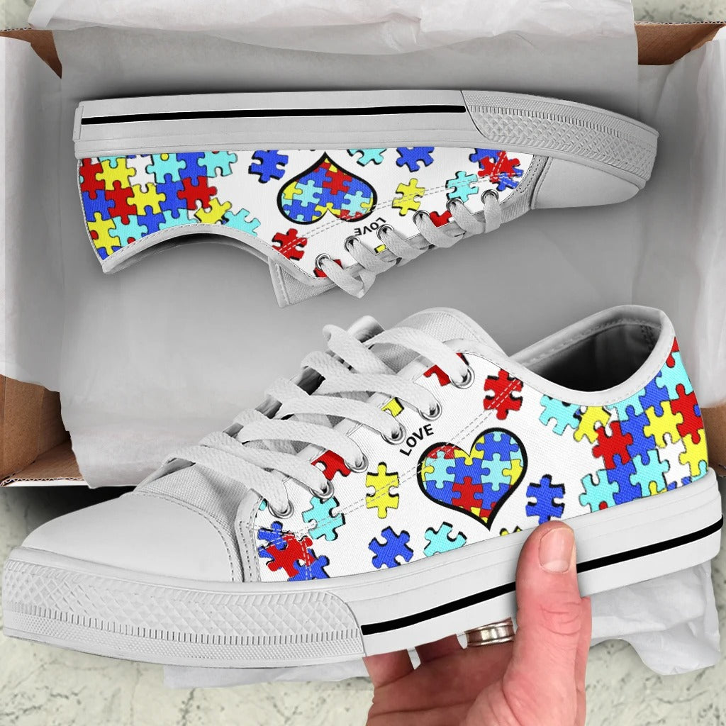 White Heart Sneakers Shoes Autism Mom Autism Awareness