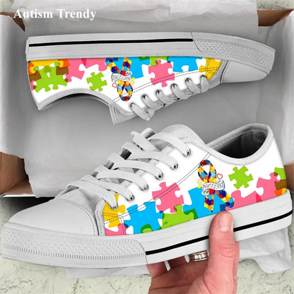 Autism Awareness Low Top Shoes Canvas Flat Shoes Comfort