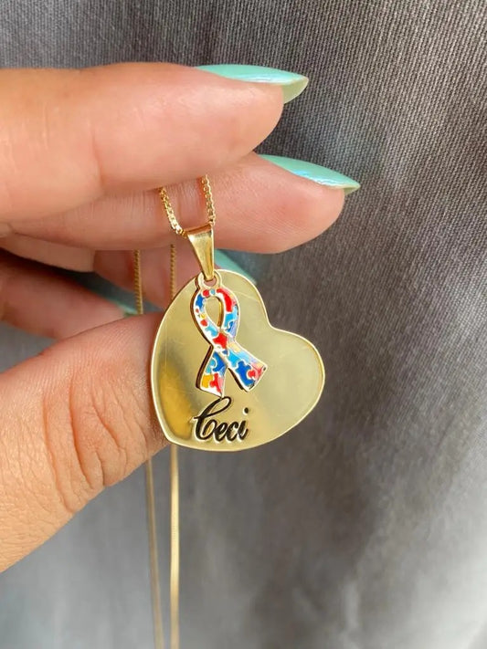 Personalized Autism Children Name Necklace Heart Shape