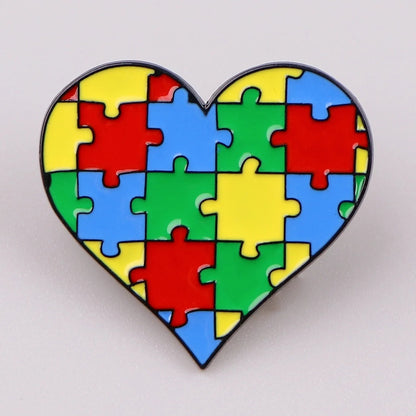 Autism Mom Enamel Pin Rainbow Puzzle Pieces Brooches Lapel Badges Autistic Kids Awareness Jewelry Gift