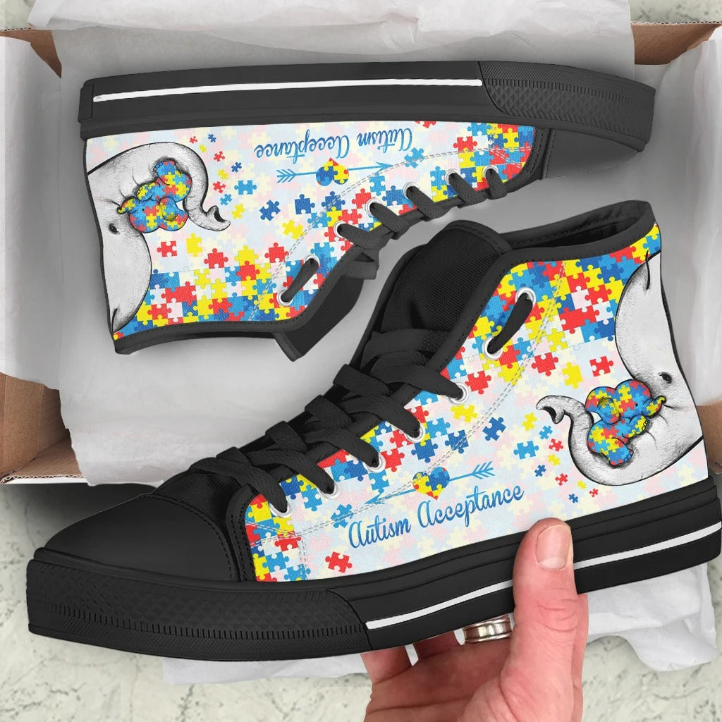 Elephant Autism Awareness High Top Shoes Sneakers