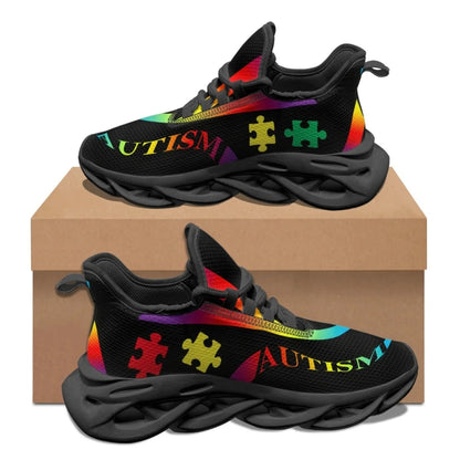 Autism Awareness Patterns Colorful Puzzle Max Soul Shoes Clunky Sneakers