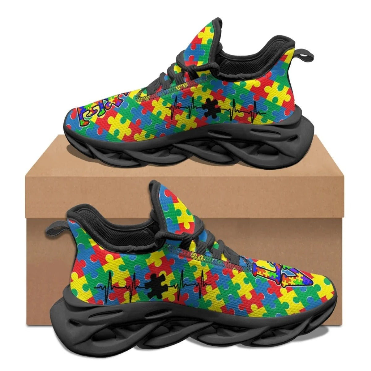 Autism Patterns Colorful Puzzle Max Soul Shoes Clunky Sneakers