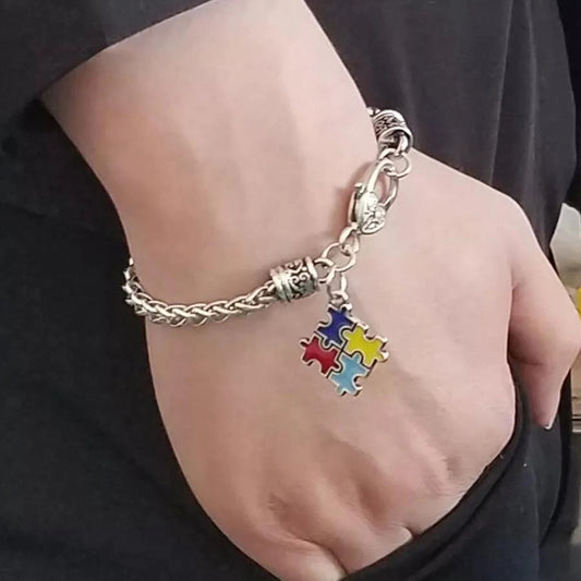 Charm Enamel Puzzle Autism Puzzle Small Bracelet Awareness Colorful Bracelets Sports Watch for Men