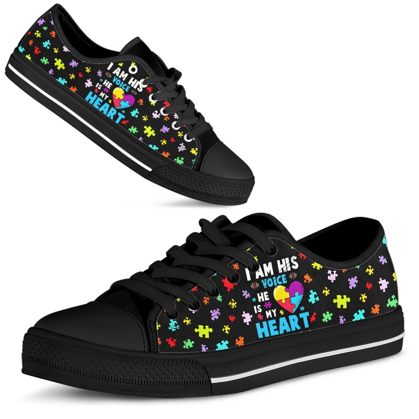 Autism I Am His Voice, He Is My Heart Low Top Shoes Sneakers