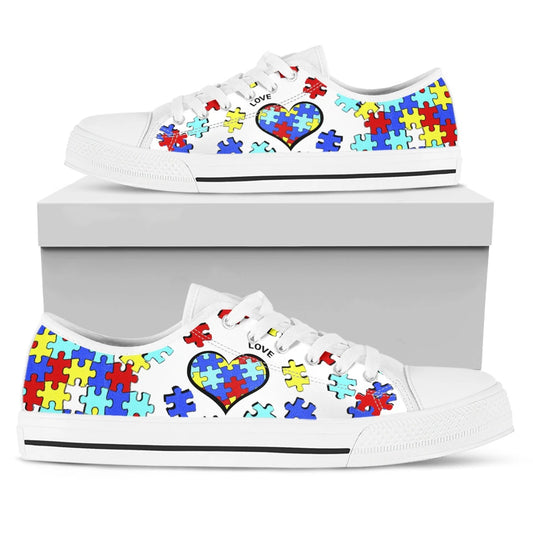 White Heart Sneakers Shoes Autism Mom Autism Awareness