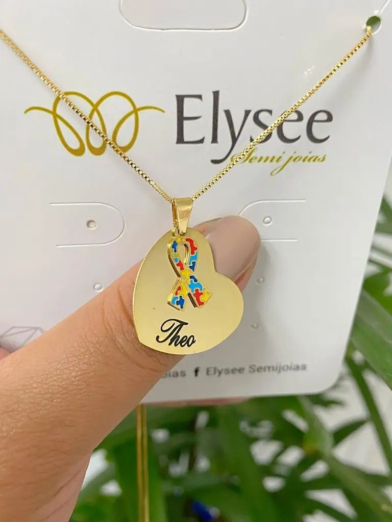 Personalized Autism Children Name Necklace Heart Shape