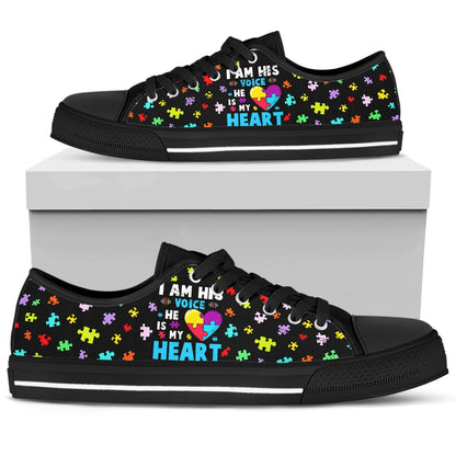 Autism I Am His Voice, He Is My Heart Low Top Shoes Sneakers