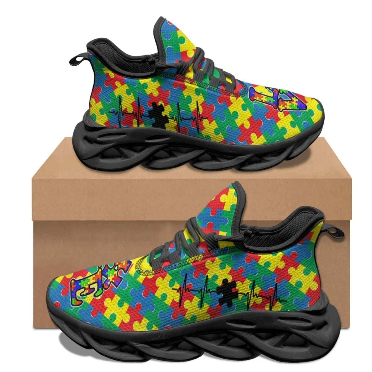 Autism Patterns Colorful Puzzle Max Soul Shoes Clunky Sneakers