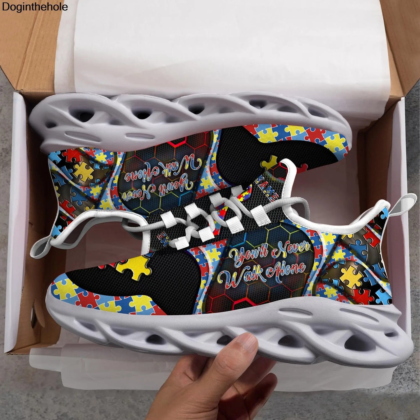 Personalied - Autism Awareness You Will Never Walk Alone Max Soul Shoes Clunky Sneakers